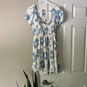 Blue floral babydoll dress